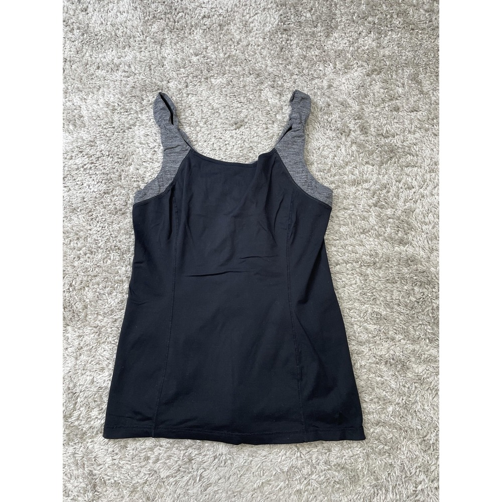 Lululemon Tank Top Womens 8 Black Gray Built In Shelf Bra Athletic Yoga Pocket